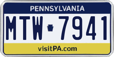 PA license plate MTW7941