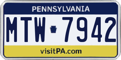 PA license plate MTW7942