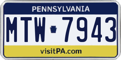 PA license plate MTW7943