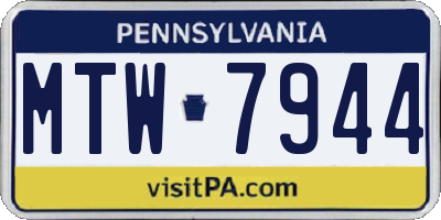 PA license plate MTW7944