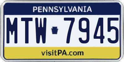 PA license plate MTW7945