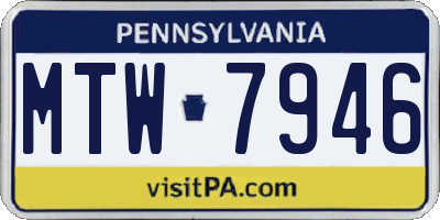 PA license plate MTW7946