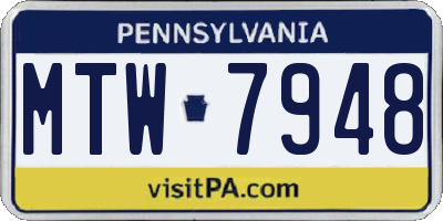 PA license plate MTW7948