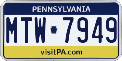 PA license plate MTW7949