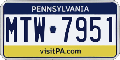 PA license plate MTW7951