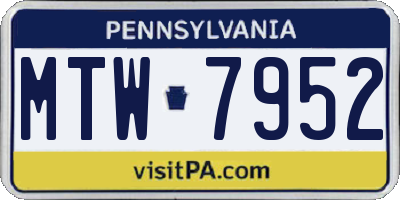 PA license plate MTW7952