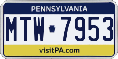 PA license plate MTW7953