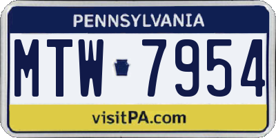 PA license plate MTW7954