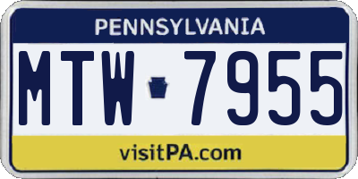 PA license plate MTW7955