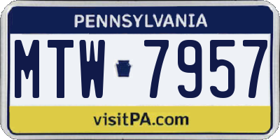 PA license plate MTW7957