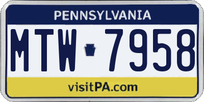 PA license plate MTW7958