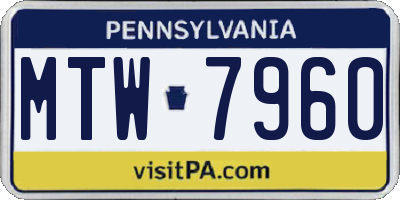 PA license plate MTW7960