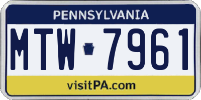 PA license plate MTW7961