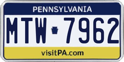 PA license plate MTW7962