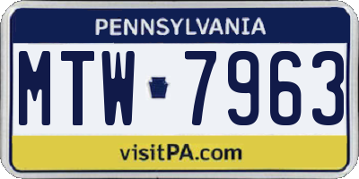 PA license plate MTW7963