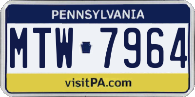 PA license plate MTW7964