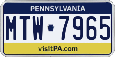PA license plate MTW7965