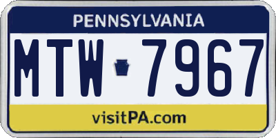 PA license plate MTW7967