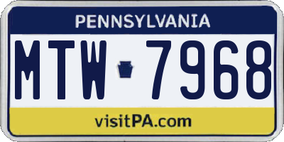 PA license plate MTW7968