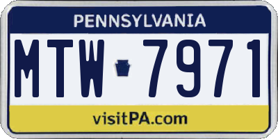 PA license plate MTW7971