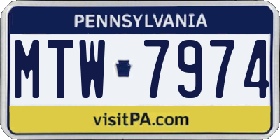 PA license plate MTW7974