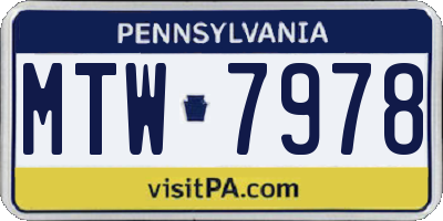 PA license plate MTW7978