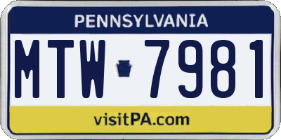 PA license plate MTW7981