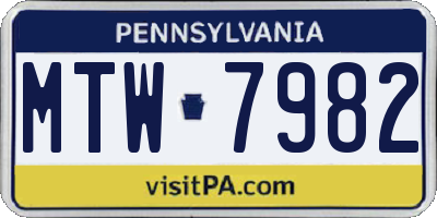 PA license plate MTW7982