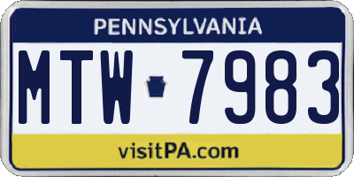 PA license plate MTW7983