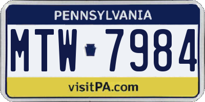 PA license plate MTW7984