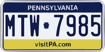 PA license plate MTW7985