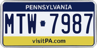 PA license plate MTW7987