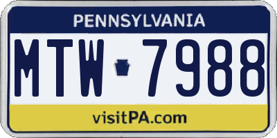 PA license plate MTW7988