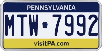 PA license plate MTW7992