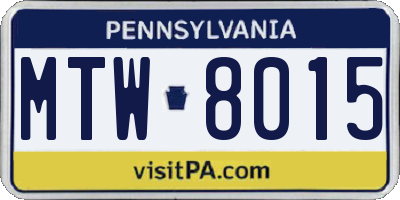 PA license plate MTW8015