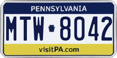 PA license plate MTW8042