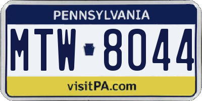 PA license plate MTW8044