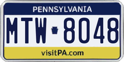 PA license plate MTW8048