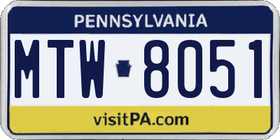 PA license plate MTW8051