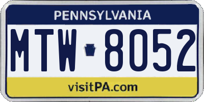 PA license plate MTW8052