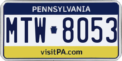 PA license plate MTW8053