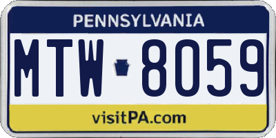 PA license plate MTW8059