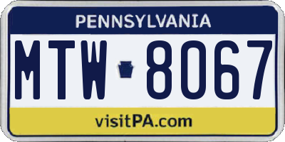 PA license plate MTW8067