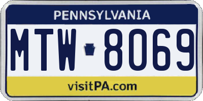PA license plate MTW8069
