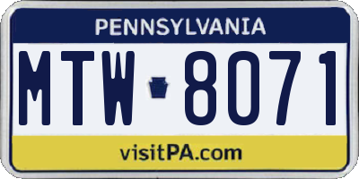 PA license plate MTW8071