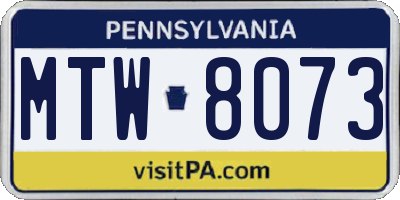 PA license plate MTW8073