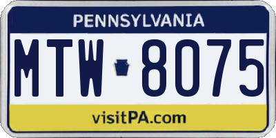 PA license plate MTW8075