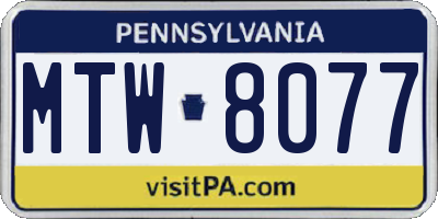 PA license plate MTW8077
