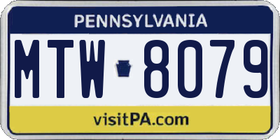 PA license plate MTW8079
