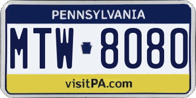 PA license plate MTW8080